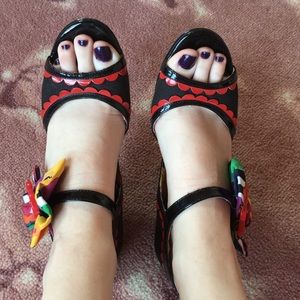 Black Betsey Johnson Betseyville Heels with Bow